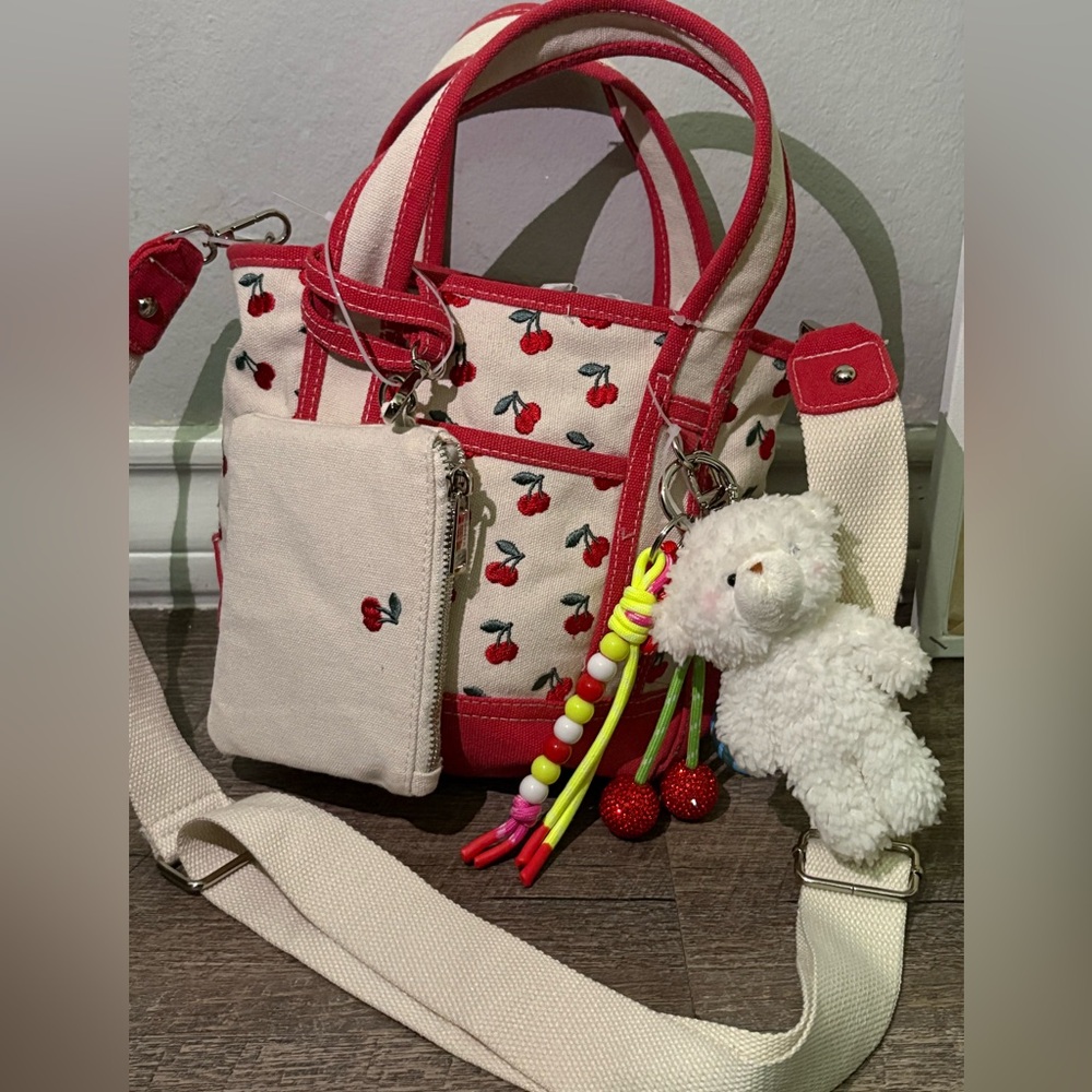 Madden Girl Cherry Print Tote with Red Accents